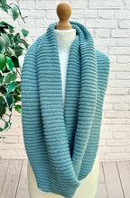Ladies Knitted Double Wrap Winter Snood Scarf - Denim Blue