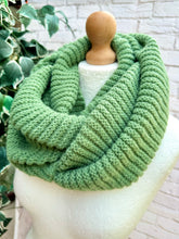 Ladies Knitted Double Wrap Winter Snood Scarf - Green