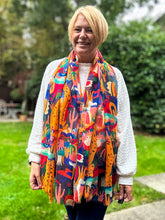 Ladies Funky Leopard & Cactus Print Frayed Fashion Scarf