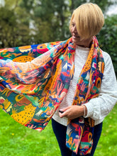 Ladies Funky Leopard & Cactus Print Frayed Fashion Scarf