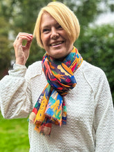 Ladies Funky Leopard & Cactus Print Frayed Fashion Scarf