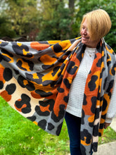 Thick Bold Leopard Animal Print ORANGE BROWN BLACK Pashmina Winter Scarf