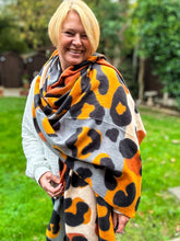 Thick Bold Leopard Animal Print ORANGE BROWN BLACK Pashmina Winter Scarf