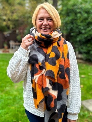 Thick Bold Leopard Animal Print ORANGE BROWN BLACK Pashmina Winter Scarf