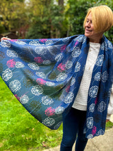 Ladies Dandelion Print NAVY BLUE WHITE CERISE PINK Fashion Scarf