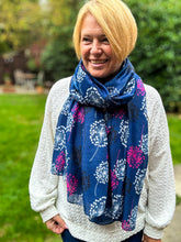 Ladies Dandelion Print NAVY BLUE WHITE CERISE PINK Fashion Scarf