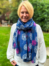 Ladies Dandelion Print NAVY BLUE WHITE CERISE PINK Fashion Scarf