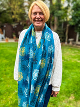 Ladies Mustard White Blue Dandelion Print TURQUOISE Fashion Scarf