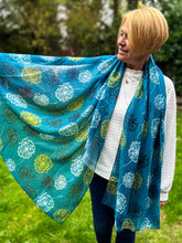 Ladies Mustard White Blue Dandelion Print TURQUOISE Fashion Scarf
