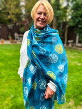 Ladies Mustard White Blue Dandelion Print TURQUOISE Fashion Scarf