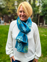 Ladies Mustard White Blue Dandelion Print TURQUOISE Fashion Scarf