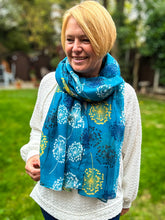 Ladies Mustard White Blue Dandelion Print TURQUOISE Fashion Scarf