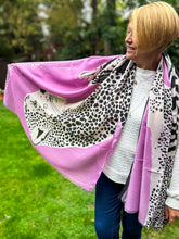 Ladies Bold Tiger & Leopard Animal Print LILAC BLACK Fashion Scarf