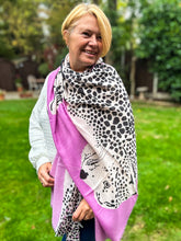 Ladies Bold Tiger & Leopard Animal Print LILAC BLACK Fashion Scarf