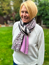 Ladies Bold Tiger & Leopard Animal Print LILAC BLACK Fashion Scarf