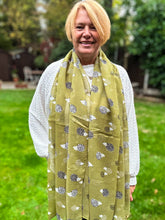 Ladies OLIVE Green Hedgehog Animal Print Fashion Scarf