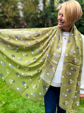 Ladies OLIVE Green Hedgehog Animal Print Fashion Scarf