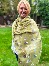 Ladies OLIVE Green Hedgehog Animal Print Fashion Scarf