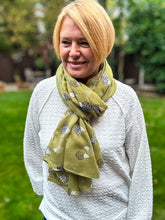 Ladies OLIVE Green Hedgehog Animal Print Fashion Scarf