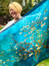 Ladies 100% SILK Painter Van Gogh Almond Blossom Tree Print Fashion Scarf