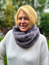 Ladies Short Faux Fur GREY Soft Winter Snood Scarf