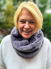 Ladies Short Faux Fur GREY Soft Winter Snood Scarf