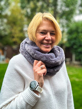 Ladies Short Faux Fur GREY Soft Winter Snood Scarf