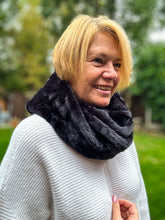 Ladies Short Faux Fur BLACK Soft Winter Snood Scarf