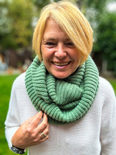 Ladies Knitted Double Wrap Winter Snood Scarf - Green
