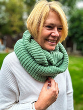 Ladies Knitted Double Wrap Winter Snood Scarf - Green