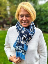 Leopard Animal Print Hearts Gold Foil Self Fraying Fashion Scarf - BLUE