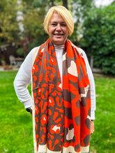Ladies Bold Leopard Animal Print ORANGE BROWN Fashion Scarf