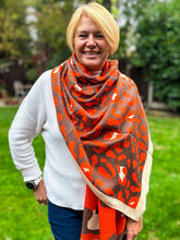 Ladies Bold Leopard Animal Print ORANGE BROWN Fashion Scarf