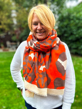 Ladies Bold Leopard Animal Print ORANGE BROWN Fashion Scarf