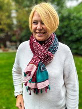 Ladies Little Leaves Print Tassel GREEN NAVY BURGUNDY Fashion Scarf