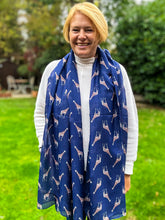 Ladies NAVY BLUE Cute Giraffe Print Fashion Scarf