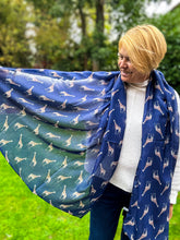 Ladies NAVY BLUE Cute Giraffe Print Fashion Scarf