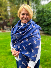 Ladies NAVY BLUE Cute Giraffe Print Fashion Scarf