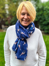 Ladies NAVY BLUE Cute Giraffe Print Fashion Scarf