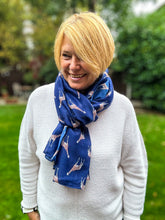 Ladies NAVY BLUE Cute Giraffe Print Fashion Scarf