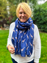 Ladies NAVY BLUE Cute Giraffe Print Fashion Scarf