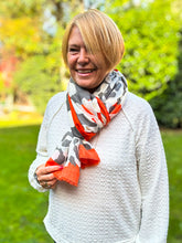 Ladies Bold Leopard Animal Print ORANGE CHARCOAL GREY Fashion Scarf
