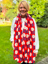 Ladies Retro Dandelion Print Fashion Scarf - Red