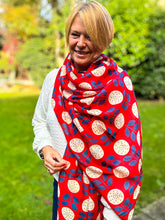 Ladies Retro Dandelion Print Fashion Scarf - Red