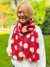 Ladies Retro Dandelion Print Fashion Scarf - Red