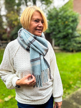 Thick Wool Blend Check Tassel Pashmina Winter Scarf - BLUE