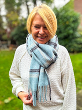 Thick Wool Blend Check Tassel Pashmina Winter Scarf - BLUE