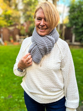 Ladies Knitted Double Wrap Winter Snood Scarf - Grey