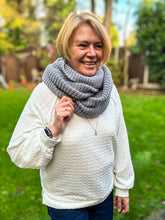 Ladies Knitted Double Wrap Winter Snood Scarf - Grey