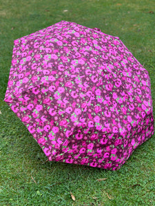 Ladies Floral Poppy Print Compact Folding Umbrella